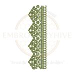 Border Embroidery Design E-0789 – Elegant floral border design for machine embroidery, suitable for garments and home décor