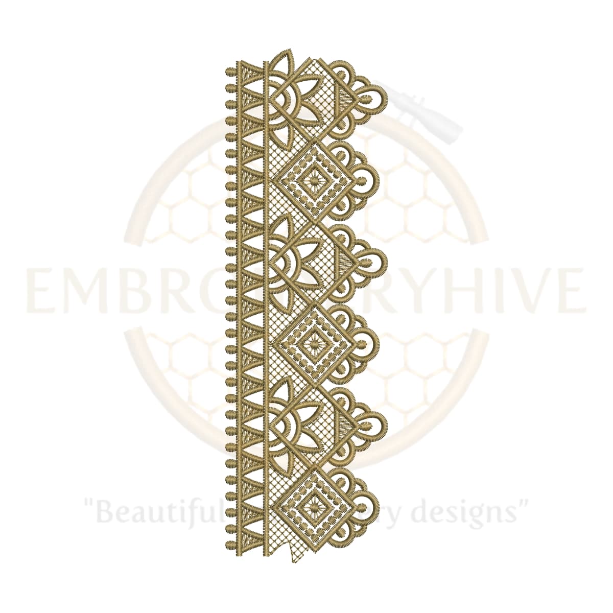 Flower Border Embroidery Design E-0779 – Decorative floral machine embroidery border pattern