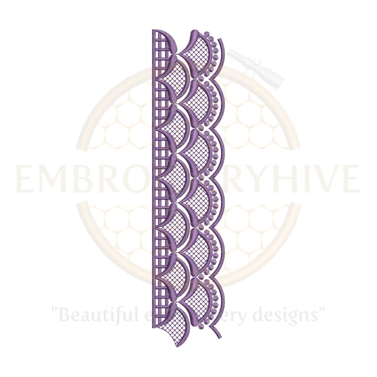 Flower Border Embroidery Design E-0780 – Elegant machine embroidery floral border for home decor and apparel