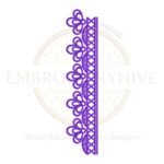Border Embroidery Design (E-0841) digital download, 1.59" x 7.23", decorative machine embroidery pattern for tablecloths, bedding, curtains, towels, and women’s clothing.