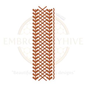 Border Embroidery Design (E-0842) digital download, 2.02" x 7.07" decorative embroidery pattern for tablecloths, bedding, curtains, towels, and women’s outfits.