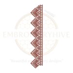 Border Embroidery Design (E-0844) digital download, 1.20" x 7.08" decorative embroidery pattern for tablecloths, bedding, curtains, towels, and women’s clothing.