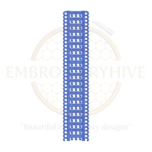 Border Embroidery Design (E-0846) digital download, 1.45" x 7.53" decorative embroidery pattern for tablecloths, bedding, curtains, towels, and women’s clothing.
