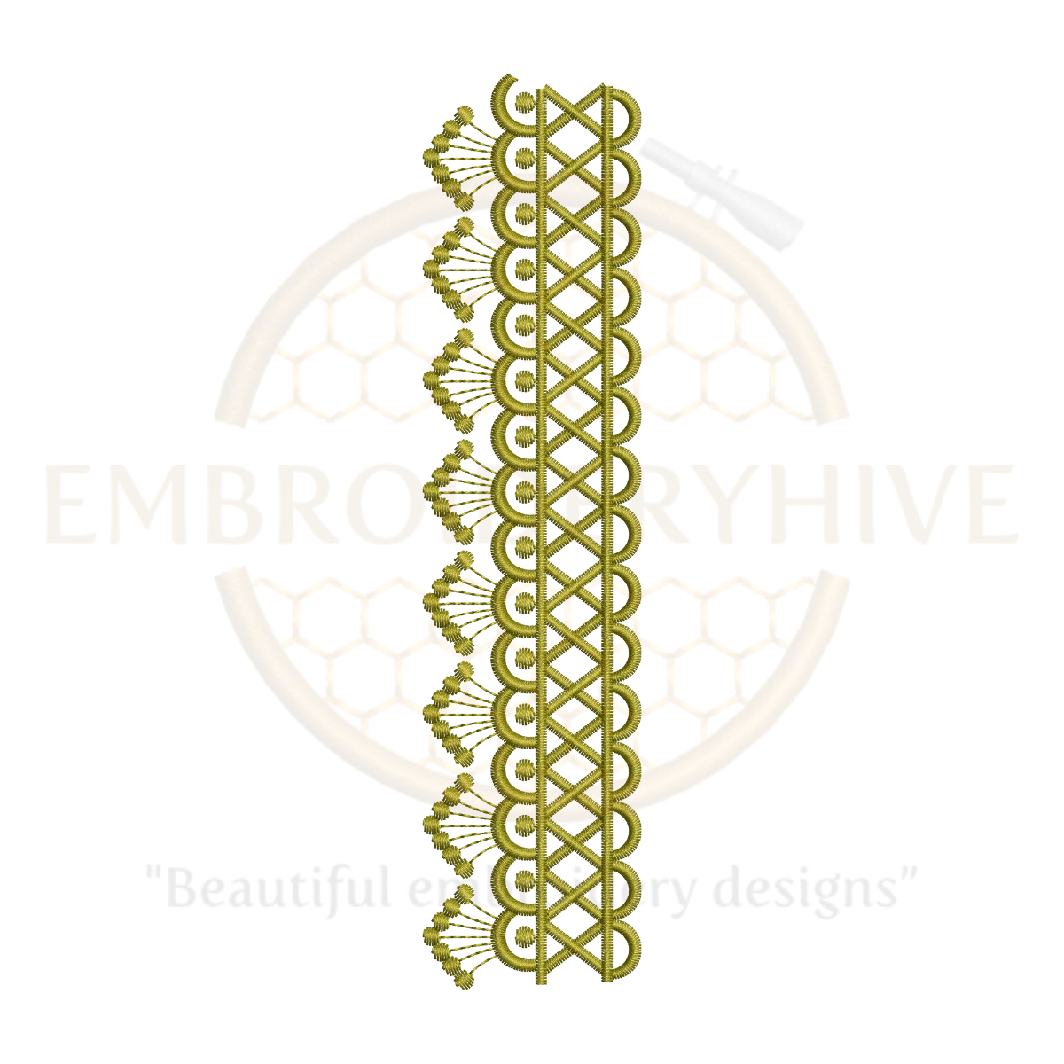 Border embroidery design E-0820, 1.73×7.21 inches, digital machine embroidery pattern for tablecloths, pillow covers, curtains, and women’s garments. Instant download file.