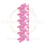 Floral border embroidery design E-0822, 2.22×7.28 inches, machine embroidery pattern for tablecloths, pillow covers, curtains, and women’s clothing. Instant digital download file.