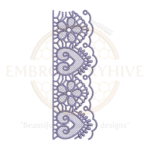 Floral border embroidery design E-0824, 2.45×7.06 inches, machine embroidery pattern for tablecloths, pillow covers, curtains, towels, and women’s garments. Instant digital download.