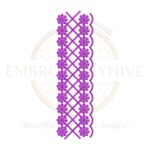 Flower Border Embroidery Design (E-0840) digital download, 1.14" x 7.31", for tablecloths, bedding, curtains, towels, and women’s outfits.