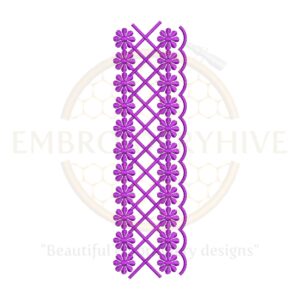 Flower Border Embroidery Design (E-0840) digital download, 1.14" x 7.31", for tablecloths, bedding, curtains, towels, and women’s outfits.