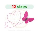 Butterfly heart embroidery design