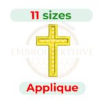 Cross Applique Embroidery Design, digital machine embroidery file in 11 sizes, instant download.