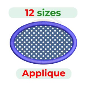 Oval Applique Embroidery Design, digital machine embroidery file in 12 sizes, instant download.