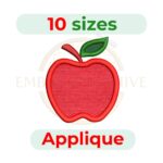 Apple Applique Embroidery Design, digital embroidery file, 11 sizes, instant download.
