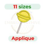 Lollipop Applique Embroidery Design, digital machine embroidery file in 10 sizes, instant download.