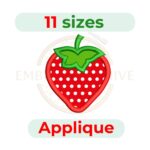 Strawberry Applique Embroidery Design (2.5–7.5 inch)