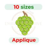 Digital Grapes Applique Embroidery Design, machine embroidery file in multiple sizes, instant download.