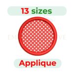 Circle applique embroidery design, digital embroidery file in 13 sizes, ideal for patches, quilting, DIY crafts, and machine embroidery projects.