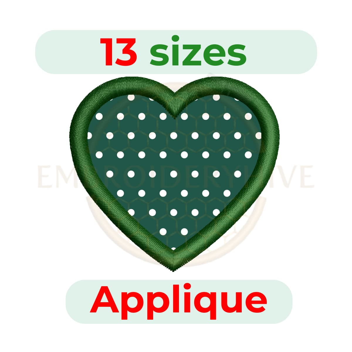 Heart Applique Embroidery Design (1.5–7.5 inch)