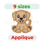 Puppy Labrador Dog Applique Embroidery Design, digital machine embroidery file in 9 sizes, instant download.