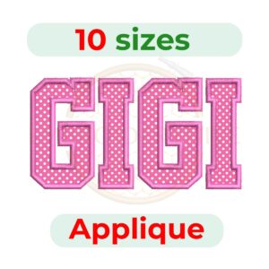 Gigi machine embroidery applique design (3-7.5 inch)