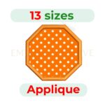 Octagon Applique Embroidery Design, digital machine embroidery file in 13 sizes, instant download.