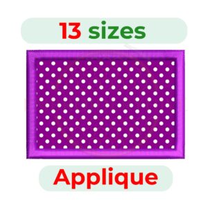Rectangle with sharp edge applique embroidery design, 13 sizes from 1.5" to 7.5", ideal for frames, quilting, clothing, and home décor projects.