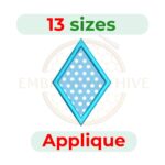 Diamond Applique Embroidery Design, 13 sizes, machine embroidery applique pattern, instant digital download.
