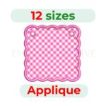 Scalloped Banner Applique Embroidery Design in multiple sizes, digital machine embroidery file for DST, PES, JEF, HUS, and more formats. Instant download.