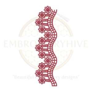 "Floral border embroidery design wavy daisy lace, digital download machine embroidery pattern for tablecloths, pillow covers, curtains, and clothing"