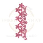 Floral Border Embroidery Design – Pink Blossom Curve (E-0873), digital machine embroidery file, instant download for home decor and clothing.