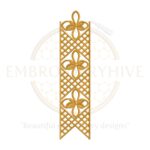 "Golden lattice floral border embroidery design, digital machine embroidery pattern for home décor and women’s clothing"