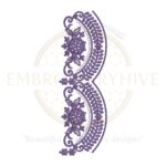 Purple vintage vine floral border embroidery design, digital machine embroidery pattern for home décor and women’s clothing