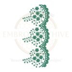 "Green leafy floral scallop border embroidery design, digital machine embroidery pattern for home décor and women’s clothing"