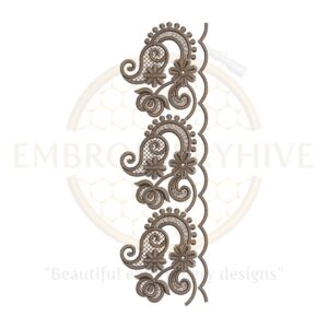 Floral Border Embroidery Design – Paisley Vine Motif, digital embroidery file, instant download.