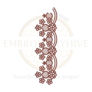 Floral Border Embroidery Design – Blossom Grid Motif, digital embroidery file, instant download.