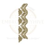 Floral Border Embroidery Design – Rose Vine Lace Motif, digital machine embroidery file for home decor and clothing, instant download in multiple formats.