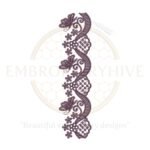 Floral Border Embroidery Design – Scroll Flower Motif, digital embroidery file, instant download.