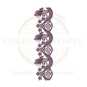 Floral Border Embroidery Design – Scroll Flower Motif, digital embroidery file, instant download.
