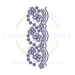 Floral Border Embroidery Design – Butterfly Flower Motif, digital embroidery file, instant download.