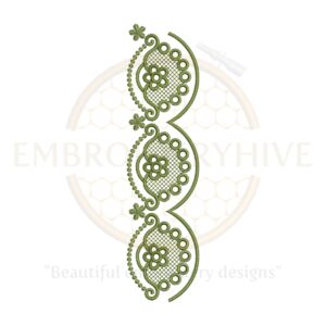 Flower Border Embroidery Design – Round Lace Flower Motif, digital embroidery file, instant download.