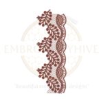 Border Embroidery Design – Brown Blossom Edge Motif (E-0864), digital machine embroidery file for tablecloths, pillow covers, curtains, towels, and women’s clothing.