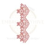 Flower Border Embroidery Design – Pink Rose Blossom Edge (E-0866). Digital machine embroidery lace border for home décor and women’s clothing. Instant download.