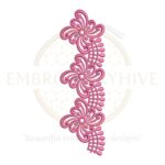 Flower Border Embroidery Design – Curvy Petal Scroll (E-0867). Digital lace border embroidery for home décor and women’s clothing. Instant download.