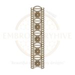 Border Embroidery Design – Golden Geometric Star Motif (E-0869). Digital geometric embroidery border for home décor and fashion. Instant download.