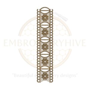 Border Embroidery Design – Golden Geometric Star Motif (E-0869). Digital geometric embroidery border for home décor and fashion. Instant download.