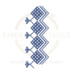 Blue zigzag diamond border embroidery design digital download, geometric border machine embroidery pattern for home decor and clothing