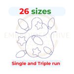 "Christmas Lights Quilting Embroidery Design – Edge to Edge Quilt Block, single and triple run stitch styles, digital download for embroidery and longarm quilting."