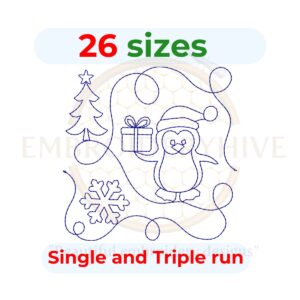 christmas Penguin quilting embroidery design
