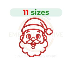 Santa face outline embroidery design for machine embroidery, Christmas holiday Santa Claus sketch stitch, digital embroidery file.