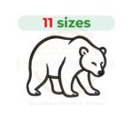 Bear outline embroidery design for machine embroidery, wildlife sketch stitch bear design, digital embroidery file.