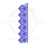 Blue Daisy Lace Border Embroidery Design, floral lace machine embroidery pattern, decorative border for home decor and clothing.